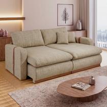 Sofá Cama Retrátil e Reclinável 3 Lugares Linho Bege França 210cm Yescasa
