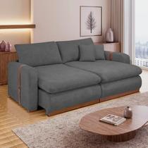 Sofá Cama Retrátil e Reclinável 3 Lugares Veludo Cinza França 210cm Yescasa Sofá Cama Retrátil e Reclinável 3 Lugares Veludo Cinza França 210cm Yescasa