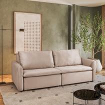 Sofá Cama Retrátil e Reclinável 4 Lugares 225cm em Suede com Molas Greta Yescasa Bege Castor Sofá Cama Retrátil e Reclinável 4 Lugares 225cm em Suede com Molas Greta Yescasa Bege Castor