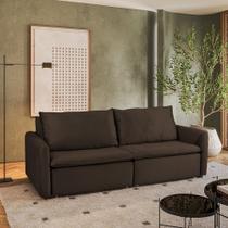 Sofá Cama Retrátil e Reclinável 4 Lugares 225cm em Suede com Molas Greta Yescasa Marrom