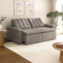 Sofá Cama Retrátil e Reclinável 4 Lugares 240cm Linho com Molas Palmeira CabeCasa MadeiraOriginals