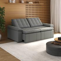 Sofá Cama Retrátil e Reclinável 4 Lugares 240cm Veludo com Molas Palmeira CabeCasa MadeiraOriginals