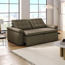 Sofá Cama Retrátil e Reclinável 4 Lugares 240cm Veludo com Molas Palmeira CabeCasa MadeiraOriginals Grafite