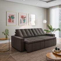 Sofá Cama Retrátil e Reclinável 4 Lugares 280cm em Linho Palmeira CabeCasa MadeiraOriginals Grafite