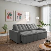 Sofá Cama Retrátil e Reclinável 4 Lugares 280cm em Veludo Palmeira CabeCasa MadeiraOriginals Cinza