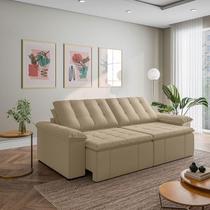Sofá Cama Retrátil e Reclinável 4 Lugares 280cm Veludo com Molas Palmeira CabeCasa MadeiraOriginals Bege Sofá Cama Retrátil e Reclinável 4 Lugares 280cm Veludo com Molas Palmeira CabeCasa MadeiraOriginals Bege