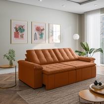 Sofá Cama Retrátil e Reclinável 4 Lugares 280cm Veludo com Molas Palmeira CabeCasa MadeiraOriginals