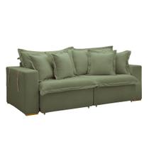 Sofá Cama Retrátil e Reclinável Arizona Boucle Verde 2,40M