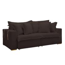 Sofá Cama Retrátil e Reclinável Arizona Veludo Marrom 2,20M