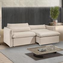 Sofá Cama Retrátil e Reclinável Bouclé Bege Aurora 200cm