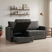 Sofá Cama Retrátil e Reclinável com Baú 3 Lugares 200cm Corozal Espresso Móveis Sofá Cama Retrátil e Reclinável com Baú 3 Lugares 200cm Corozal Espresso Móveis