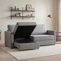 Sofá-Cama Retrátil e Reclinável com Baú 3 Lugares 220cm Utila Yescasa Sofá-Cama Retrátil e Reclinável com Baú 3 Lugares 220cm Utila Yescasa