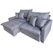 Sofá Cama Retrátil e Reclinável Dallas Linho Cinza 2,64 M