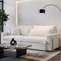 Sofá Cama, Retrátil e Reclinável Dubai, Tecido Bouclé, Molas Ensacadas, 1,90m.