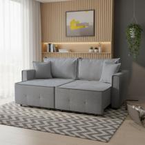 Sofá Cama Retrátil e Reclinável Onix 220 Cm Scott Cinza Grafite