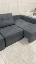 Sofa cama retrátil e reclinável suede cinza