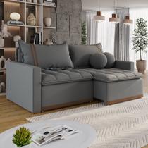 Sofá Cama Retrátil em Madeira Eucalipto e Bouclê 200cm Flórida