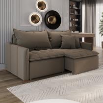 Sofá Cama Retrátil em Madeira Eucalipto e Bouclê 220cm Creta