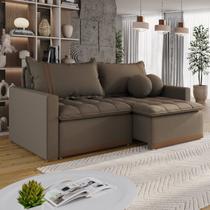 Sofá Cama Retrátil em Madeira Eucalipto e Bouclê 220cm Flórida