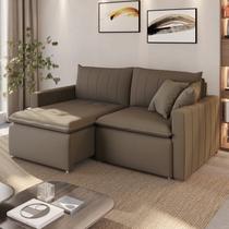 Sofá Cama Retrátil em Madeira Eucalipto e Bouclê 230cm Uruguai