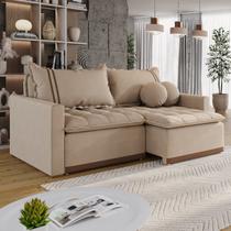 Sofá Cama Retrátil em Madeira Eucalipto e Linho 200cm Flórida