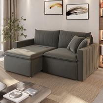 Sofá Cama Retrátil em Madeira Eucalipto e Linho 210cm Uruguai