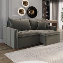 Sofá Cama Retrátil em Madeira Eucalipto e Linho 220cm Creta