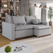 Sofá Cama Retrátil em Madeira Eucalipto e Linho 220cm Flórida