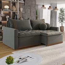 Sofá Cama Retrátil em Madeira Eucalipto e Linho 220cm Flórida