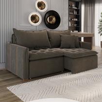 Sofá Cama Retrátil em Madeira Eucalipto e Veludo 200cm Creta Sofá Cama Retrátil em Madeira Eucalipto e Veludo 200cm Creta