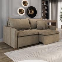 Sofá Cama Retrátil em Madeira Eucalipto e Veludo 220cm Creta