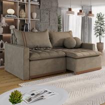 Sofá Cama Retrátil em Madeira Eucalipto e Veludo 220cm Flórida