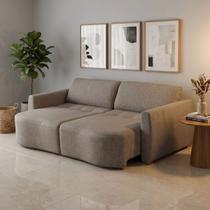 Sofá Cama Retrátil Itália 4 Lugares Design Orgânico em Linho Sofá Cama Retrátil Itália 4 Lugares Design Orgânico em Linho