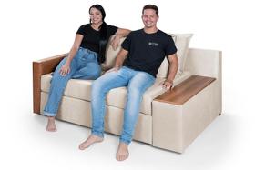 Sofá Cama Retrátil Panamá Chenile Aveludado 3 Lugares Casal