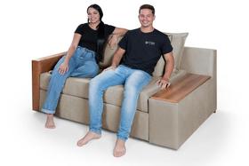 Sofá Cama Retrátil Panamá Chenile Aveludado 3 Lugares Casal