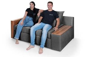 Sofá Cama Retrátil Panamá Chenile Aveludado 3 Lugares Casal