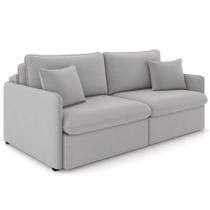 Sofá Cama Retrátil Para Sala de Estar 174cm Una K01 Veludo Cinza Claro - Lyam Decor Sofá Cama Retrátil Para Sala de Estar 174cm Una K01 Veludo Cinza Claro - Lyam Decor