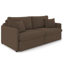 Sofá Cama Retrátil Para Sala de Estar 174cm Una K01 Veludo Marrom - Lyam Decor Sofá Cama Retrátil Para Sala de Estar 174cm Una K01 Veludo Marrom - Lyam Decor