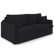Sofá Cama Retrátil Para Sala de Estar 174cm Una K01 Veludo Preto - Lyam Decor Sofá Cama Retrátil Para Sala de Estar 174cm Una K01 Veludo Preto - Lyam Decor
