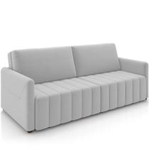 Sofá Cama Retrátil Para Sala De Estar 192cm Porthos M03 Veludo Cinza - Lyam Decor Sofá Cama Retrátil Para Sala De Estar 192cm Porthos M03 Veludo Cinza - Lyam Decor
