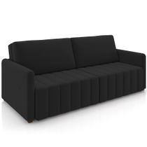 Sofá Cama Retrátil para Sala de Estar 192cm Porthos M03 Veludo Preto - Lyam Decor Sofá Cama Retrátil para Sala de Estar 192cm Porthos M03 Veludo Preto - Lyam Decor