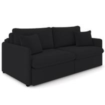 Sofá Cama Retrátil Para Sala de Estar 214cm Una K01 Veludo Preto - Lyam Decor