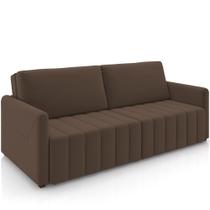 Sofá Cama Retrátil Para Sala De Estar 220cm Porthos M03 Veludo Marrom - Lyam Decor Sofá Cama Retrátil Para Sala De Estar 220cm Porthos M03 Veludo Marrom - Lyam Decor