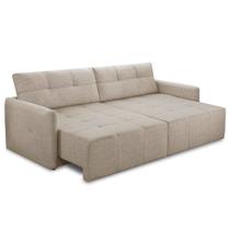 Sofá Cama Retrátil Para Sala de Estar 3 Lugares 222cm Galileu F04 Linho Cru - Lyam Decor