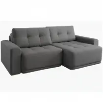 Sofá Cama Retrátil Rondomóveis Creta R242 sem caixa com assento em espuma D33 largura de 2,24 tecido chenile Boucle cinza