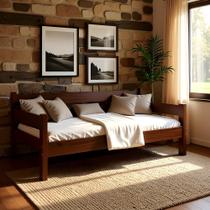 Sofá Cama Robusto em Madeira Maciça Reforçada