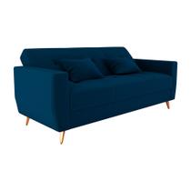 Sofá Cama Rocoo 205cm Reclinável Veludo Azul - Sallar Home Sofá Cama Rocoo 205cm Reclinável Veludo Azul - Sallar Home