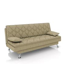 Sofá Cama Sala de Estar 193cm Belinda com Pés Alumínio Linho Bege G45 - Gran Belo Sofá Cama Sala de Estar 193cm Belinda com Pés Alumínio Linho Bege G45 - Gran Belo
