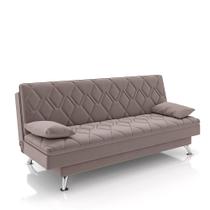 Sofá Cama Sala de Estar 193cm Belinda com Pés Alumínio Veludo Rosê G45 - Gran Belo Sofá Cama Sala de Estar 193cm Belinda com Pés Alumínio Veludo Rosê G45 - Gran Belo