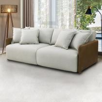Sofá Cama Sala de Estar Bipartido Elétrico 230cm Retrátil com Almofadas Caixa Zero Dalton Linho Bege G93 Gran Belo Sofá Cama Sala de Estar Bipartido Elétrico 230cm Retrátil com Almofadas Caixa Zero Dalton Linho Bege G93 Gran Belo
